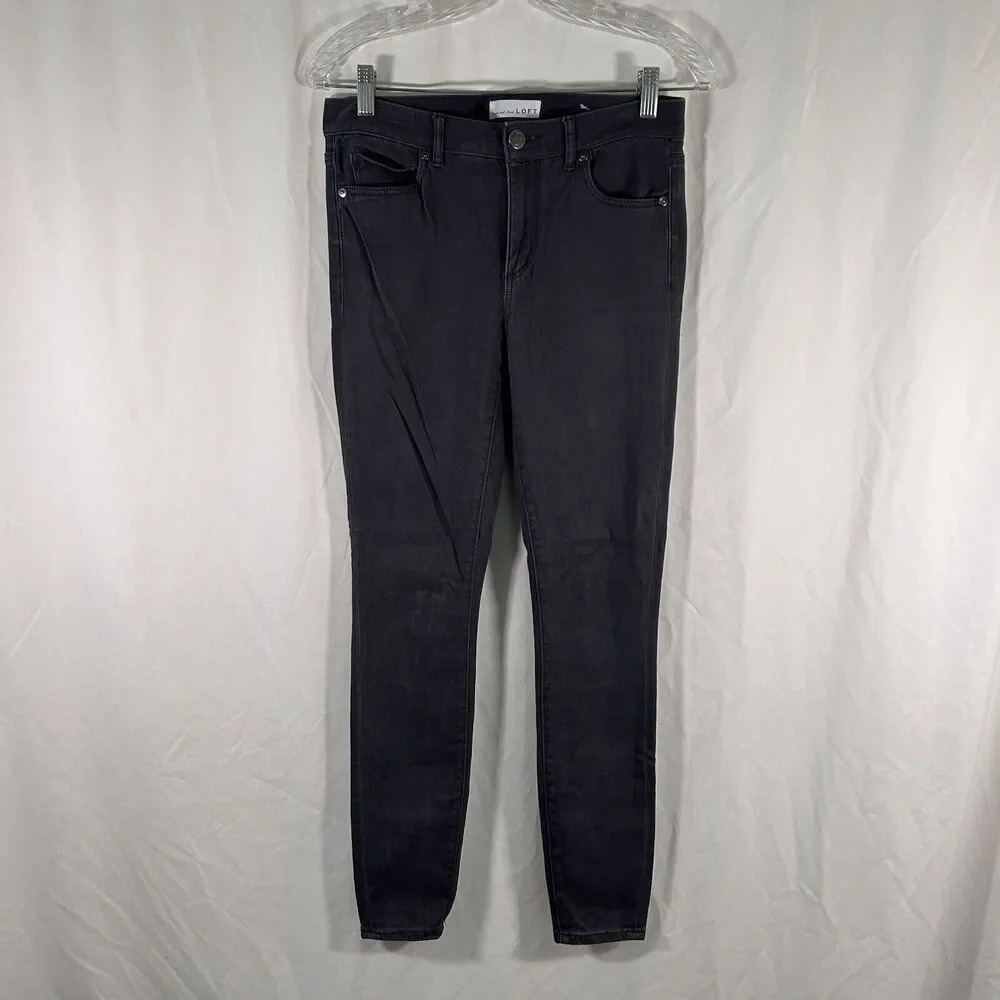 LOFT Legging Pants Women's 2 26 Grey Mid Rise Button Zip Cotton Blend Pockets